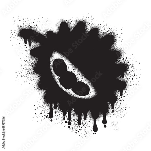 Durian graffiti with black spray paint