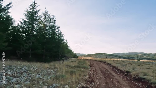 Road trip by car along the mountain roads and serpentines on sanset of Turkey. photo