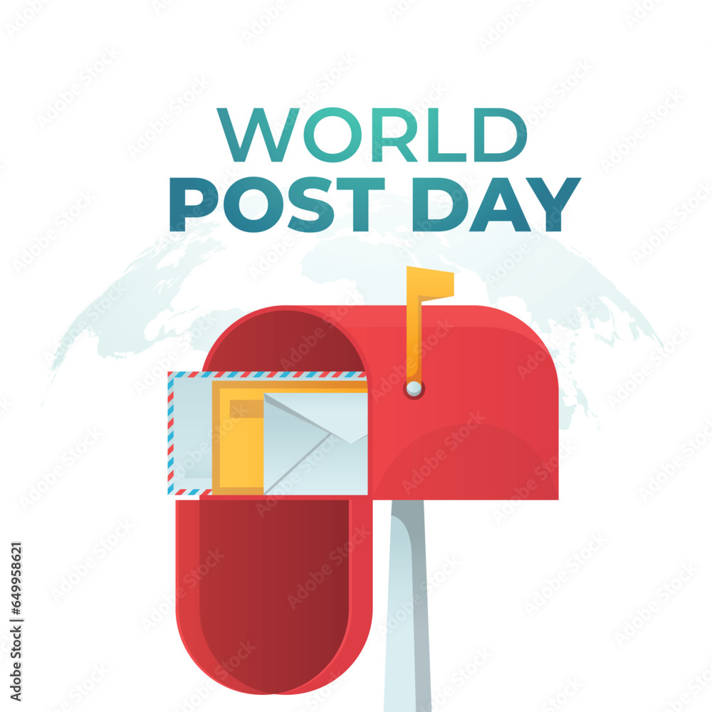 Naklejka premium World Post Day vector design template good for celebration usage. post box vector illustration. flat design. vector eps 10.