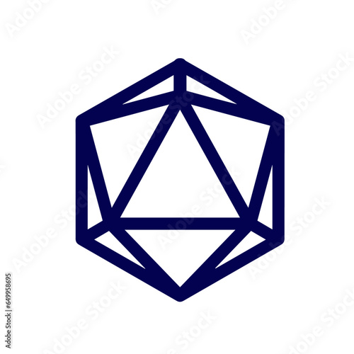Dice d20 for playing Dnd. Dungeon and dragons board game. Cartoon outline drawn illustration