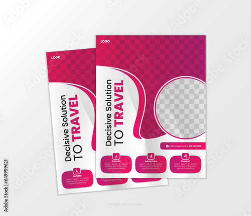 Travel poster or flyer design layout space for photo background. flyer template for travel agency