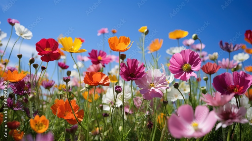 a field of colorful flowers