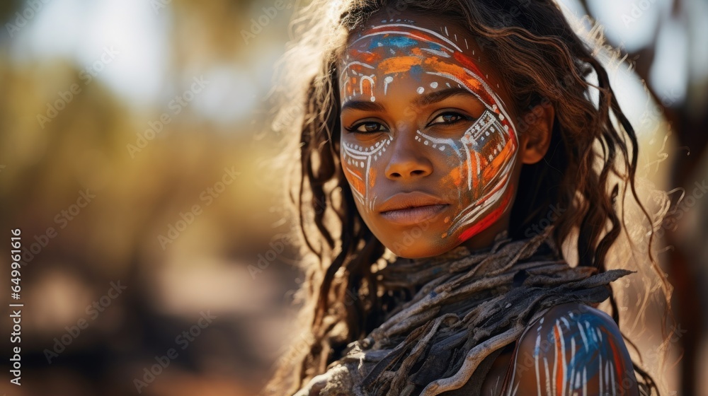 a woman with a face paint