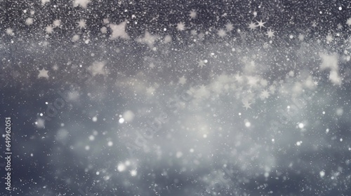 Christmas background with snowflakes, bokeh lights and stars