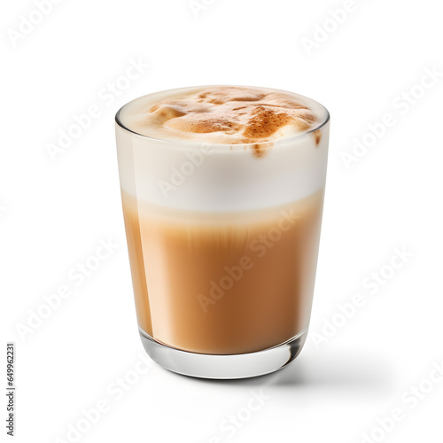 cup of cappuccino cortado latte isolated on white background