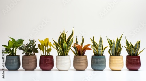 Potted cachepot flowers on a white background