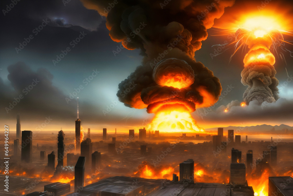 Scenery of nuclear explosion war
