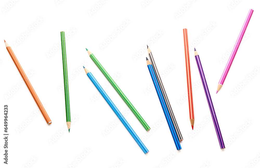 Group of colorful pencils on white background Group of colorful pencils on white background