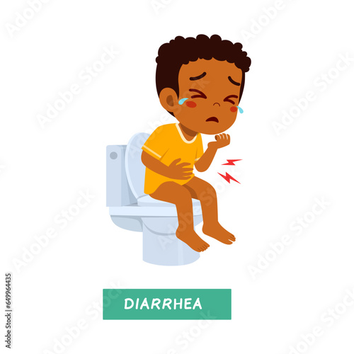 little kid having diarrhea and feeling sad