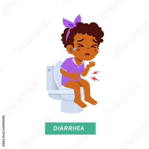 little kid having diarrhea and feeling sad