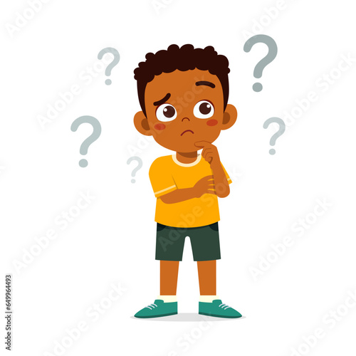 little kid thinking about something and feel curious