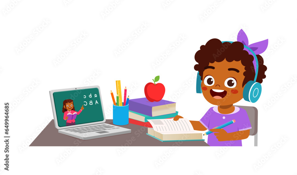 little kid study with teacher via online class little kid study with teacher via online class