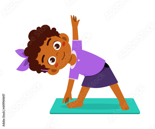 little kid doing yoga and feeling happy