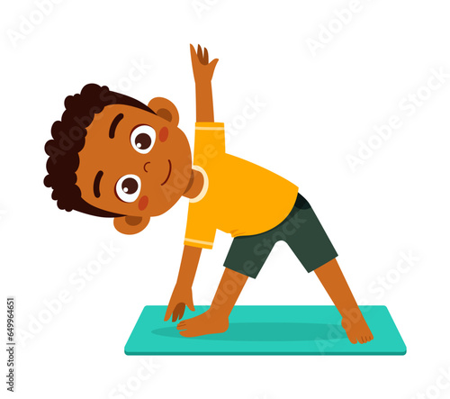 little kid doing yoga and feeling happy
