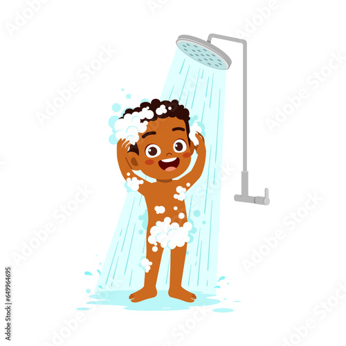 little kid tahe a bath and feel fresh