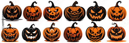 Set pumpkin on white background. scary jack-o-lantern design for the holiday Halloween. Vector illustration