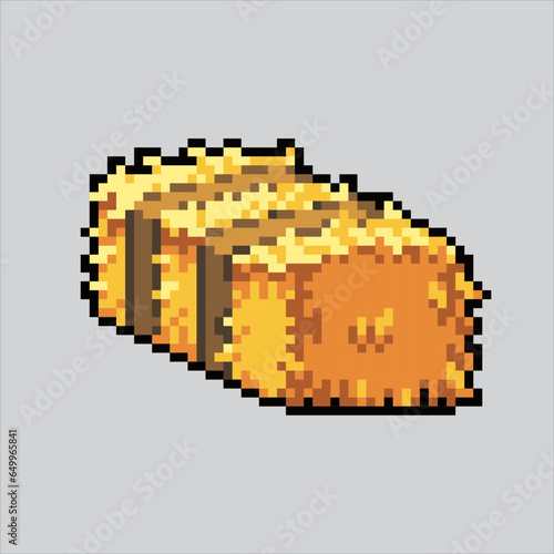 Pixel art illustration Hay. Pixelated Hay. Hay straw farm icon pixelated
for the pixel art game and icon for website and video game. old school retro.