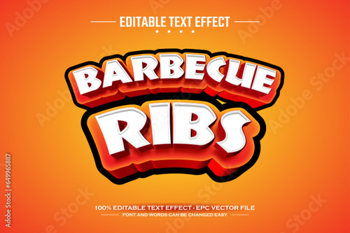 Barbecue ribs 3D editable text effect template