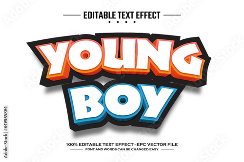 Young boy 3D editable text effect template