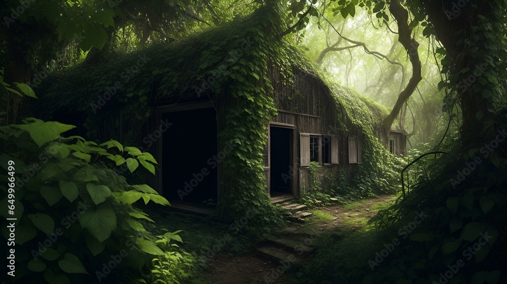 蔦で覆われた廃墟、森の中|Ruins covered with ivy, in the forest. Generative AI 蔦で覆われた廃墟、森の中|Ruins covered with ivy, in the forest. Generative AI