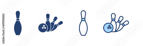 Bowling icon vector. bowling ball and pin sign and symbol.
