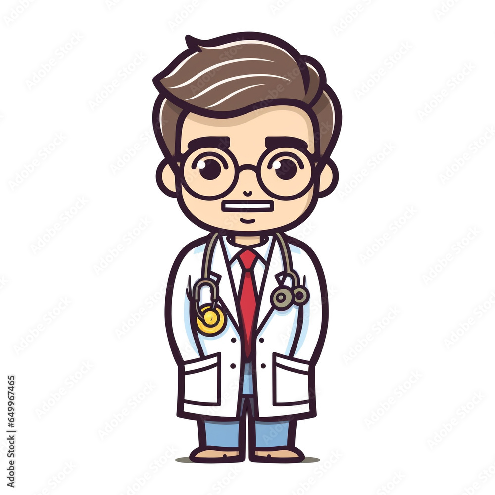 Cute smiling cartoon man doctor with a stethoscope isolated on white background. Cute smiling cartoon man doctor with a stethoscope isolated on white background.