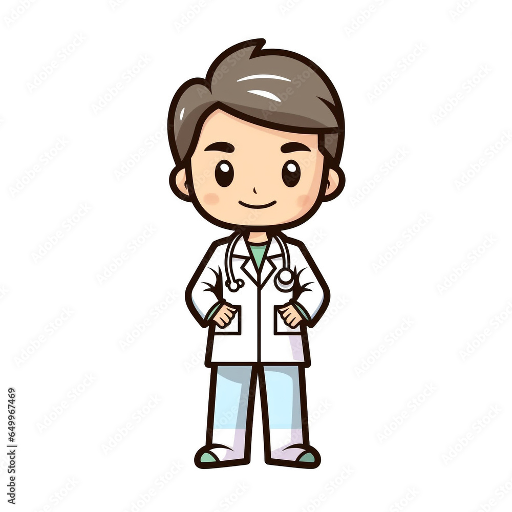 Cute smiling cartoon man doctor with a stethoscope isolated on white background. Cute smiling cartoon man doctor with a stethoscope isolated on white background.