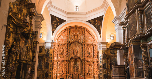 Details of the Temple of the Assumption in the former convent of San Francisco in Tlaxcala, Mexico.