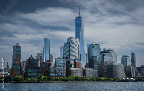 Lower Manhattan skyline on New York harbor