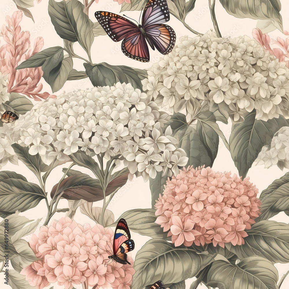 custom made wallpaper toronto digitalclassic pale pink chinoiserie hydrangea with butterfly pattern