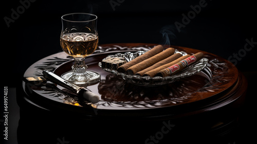 tobacco and cigar on the wooden table