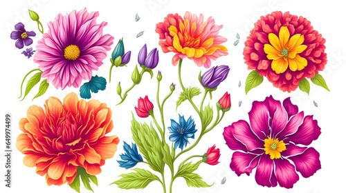 Wallpaper Mural Set of colorful flowers. Watercolor effect. Torontodigital.ca