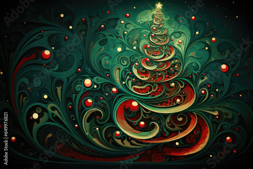 Abstract Christmas tree on a dark background