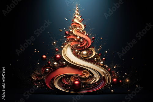 Abstract Christmas tree on a dark background