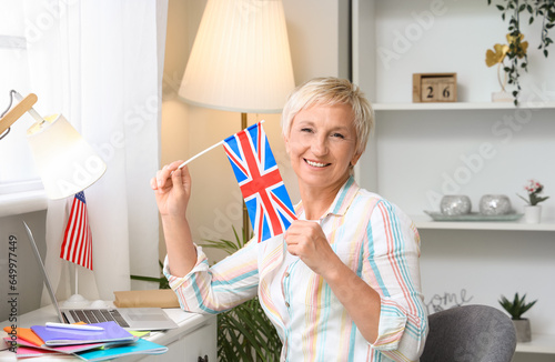 Mature woman with UK flag l...