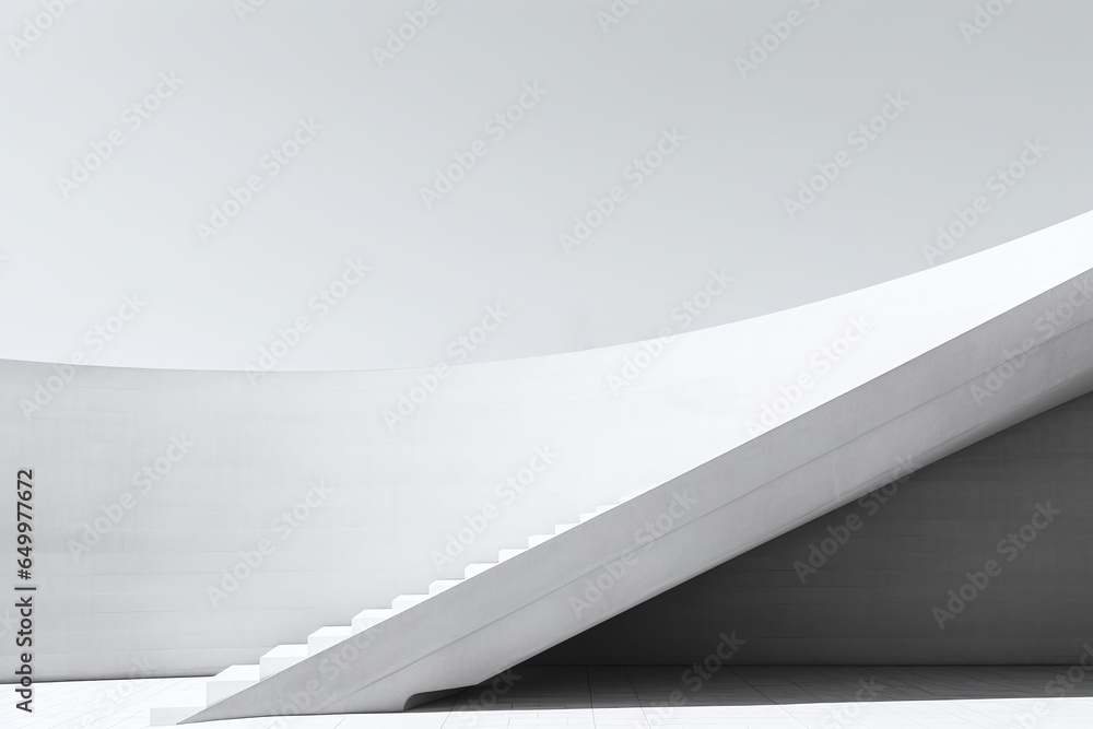 infinite staircase against a stark white background, capturing a sense