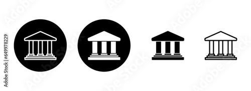 Bank icon set illustration. Bank sign and symbol, museum, university