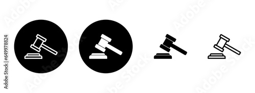 Gavel icon set illustration. judge gavel sign and symbol. law icon. auction hammer