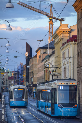 Tram at Kungsportsavenyn in central Gothenburg.