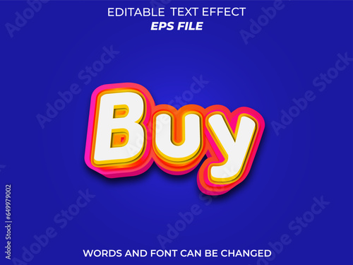 buy text effect, editable, 3d text for logo and business brand. vector template