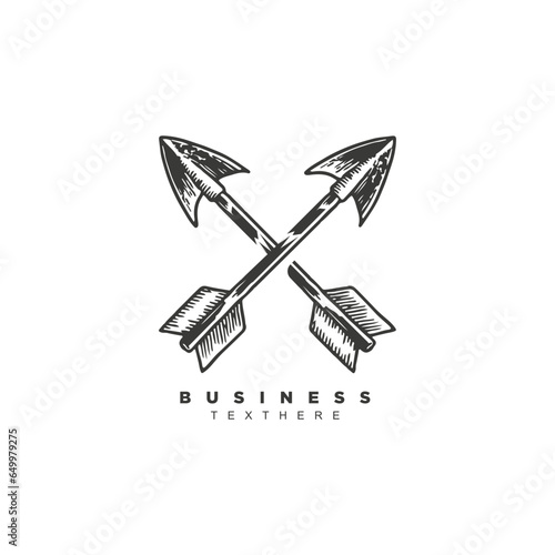 Vintage retro old crossbow logo design vector, Arrow archery logo art design
