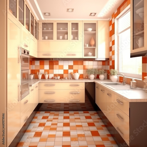 3d rendering of a bright kitchen 