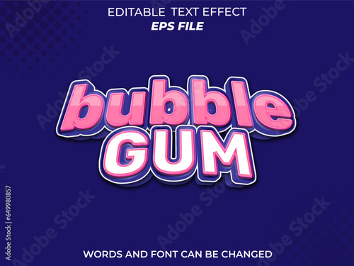 bubble gum text effect, font editable, typography, 3d text. vector template