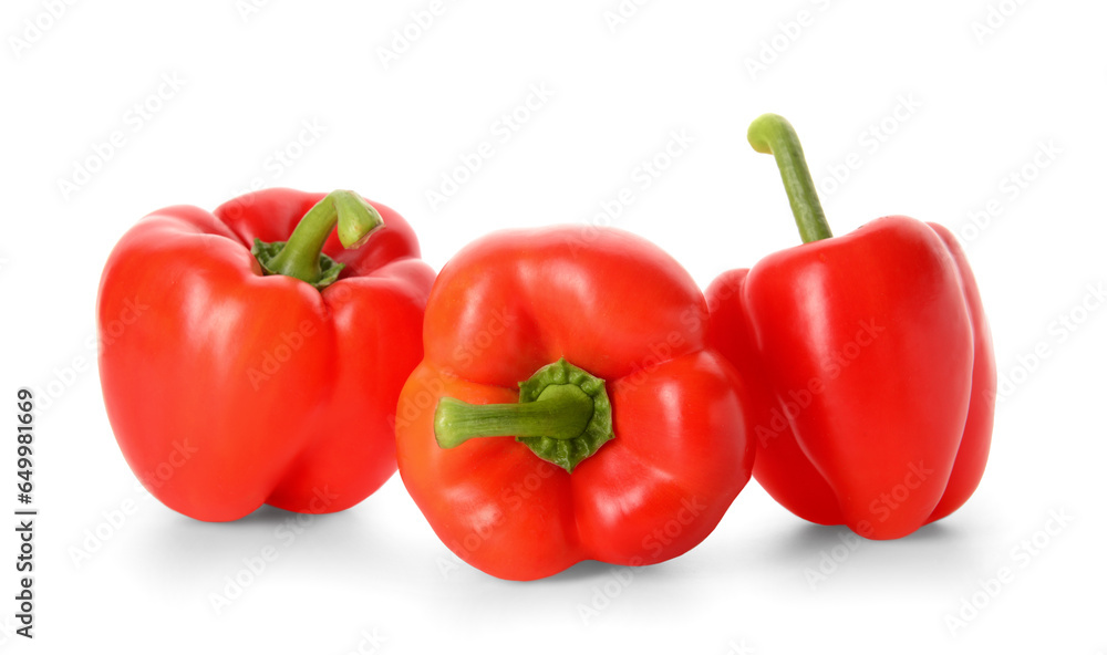 Fresh red bell peppers isolated on white background Fresh red bell peppers isolated on white background