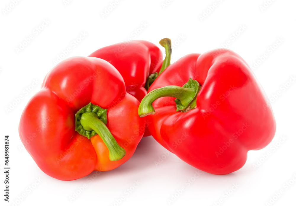 Fresh red bell peppers isolated on white background Fresh red bell peppers isolated on white background
