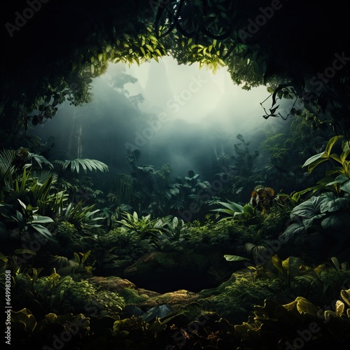 Fresh exotic jungle background with lots of copy space