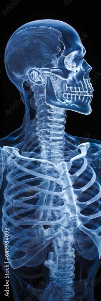 3d rendered illustration of an x-ray scan of a human male person. bones ...