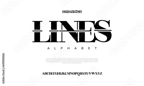 Lines creative modern urban alphabet font. Digital abstract moslem, futuristic, fashion, sport, minimal technology typography. Simple numeric vector illustration