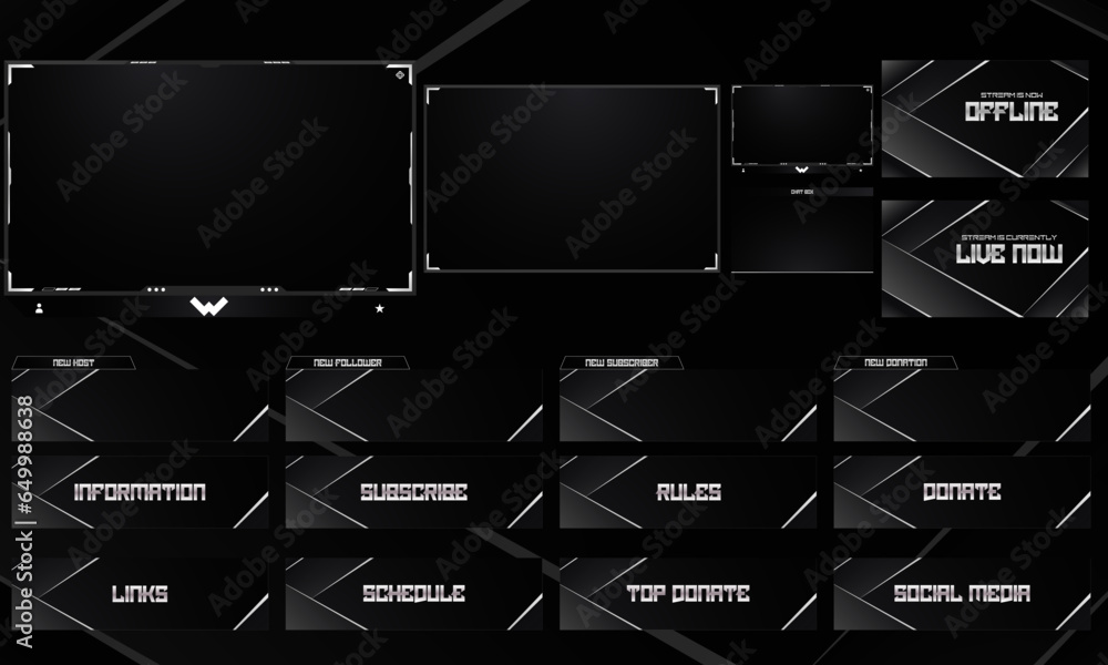 Twitch Overlay Live Stream template set Stock Vector Adobe Stock