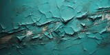 Teal abstract distressed cracked crumbling wall. Concrete rough textured background. Stone surface, Generative AI 